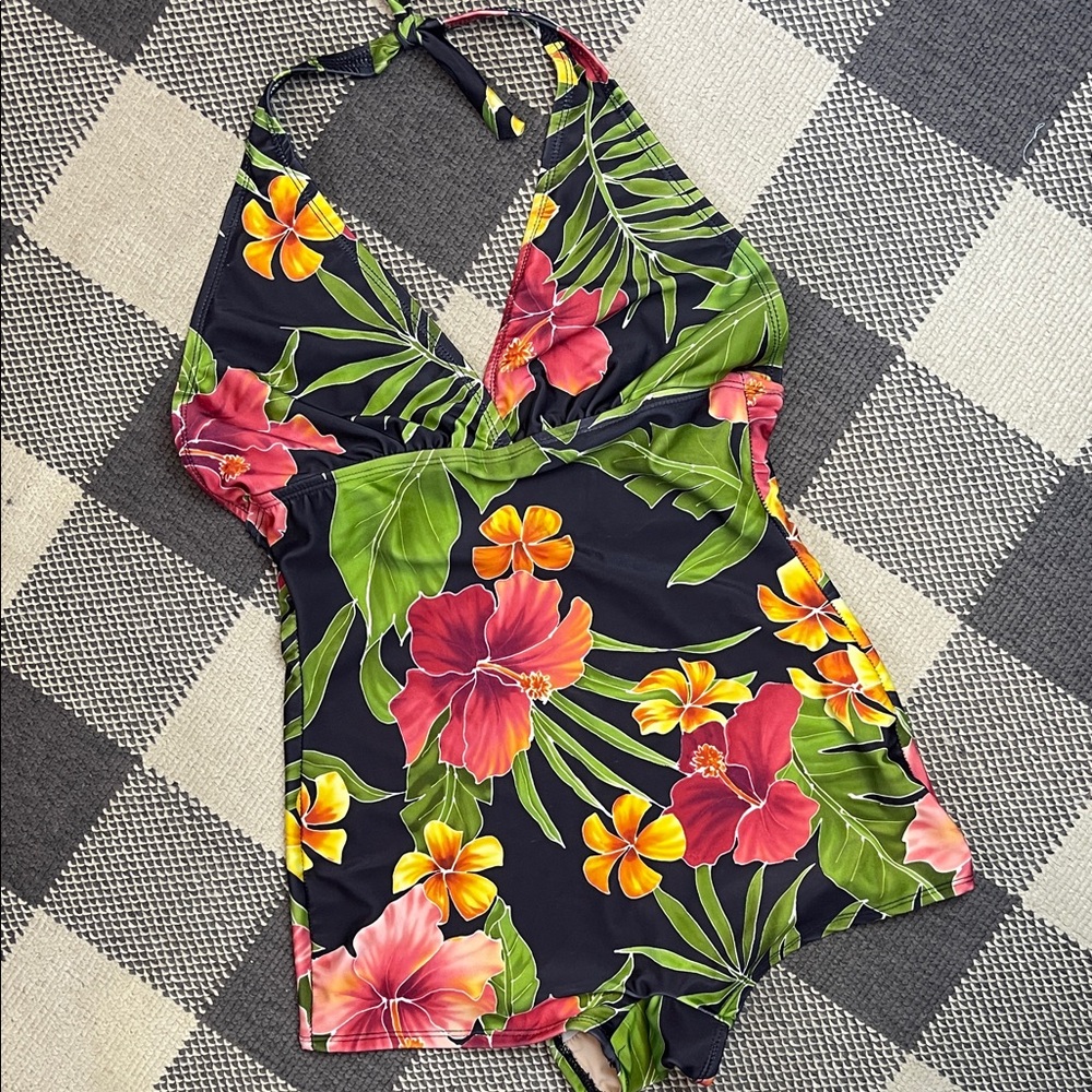 Popina Halter Tropical Print one piece M